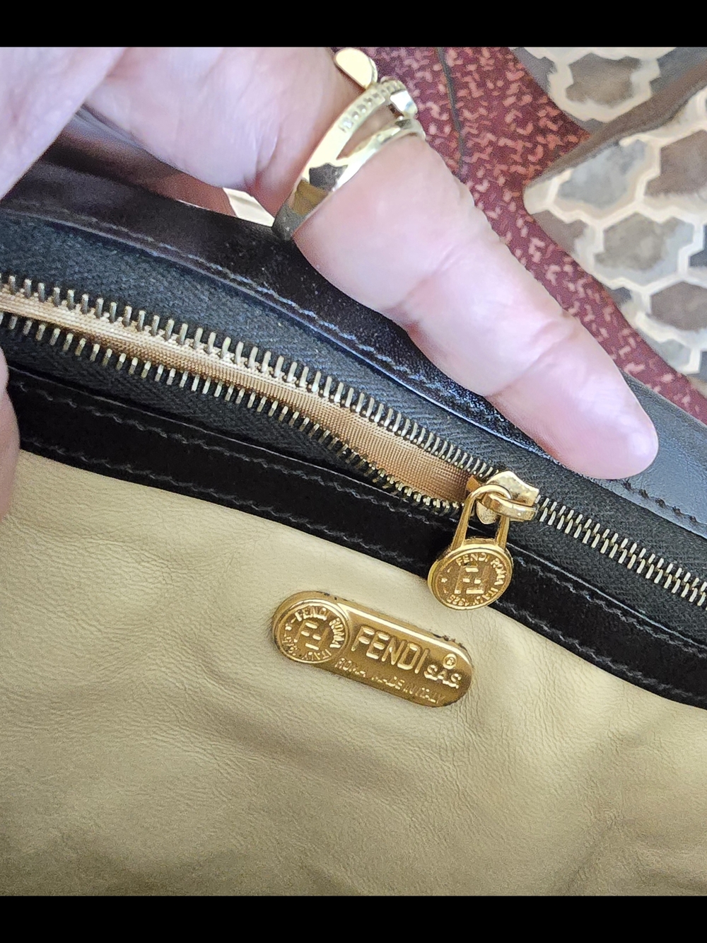 Fendi Black Shoulder Bag with Gold Chain and Charm - Picture 4 of 4